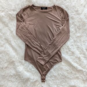 Workshop Republic Clothing Taupe Long Sleeve Bodysuit